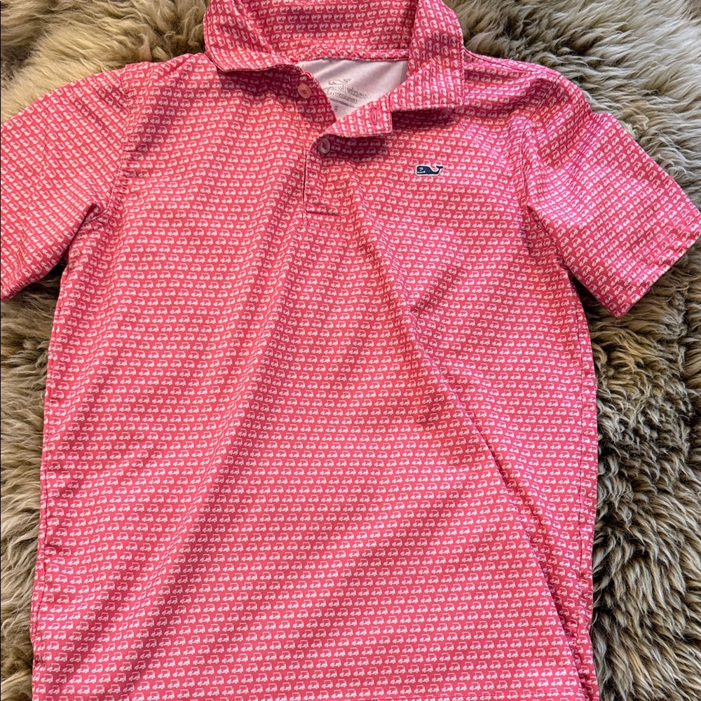 Vineyard Vines Hot Pink Mini Whale Print Polo